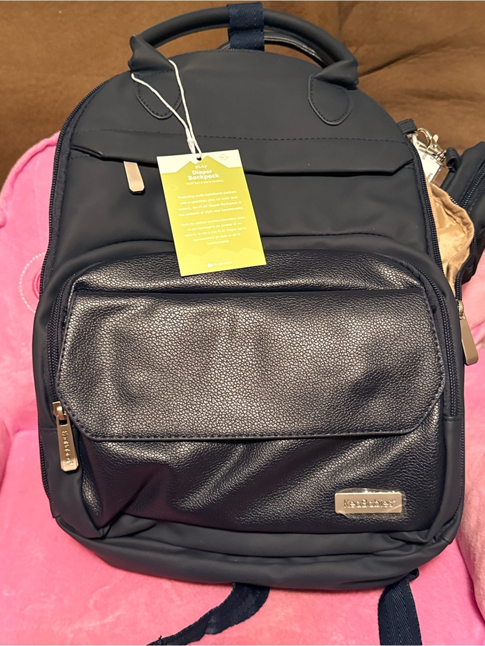 NWT! KeaBabies Backpack Diaper Bag, Textured Front Pocket and Pacifier holder